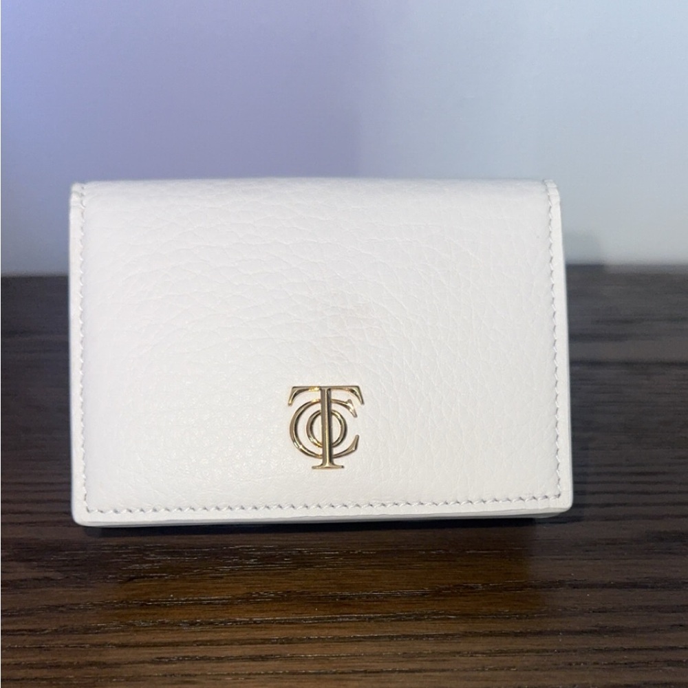 Tiffany & Co. White Wallet with Gold Emblem
